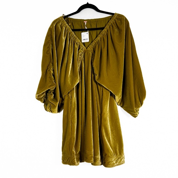 Free People Portia Velvet Mini in Olive Bitters Size Small NWT - Picture 4 of 9